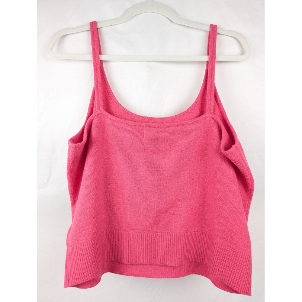 Old Navy Strappy Cropped Tank Size L Hot Pink Knit Layering Coquette Barbie Girl - Picture 9 of 11